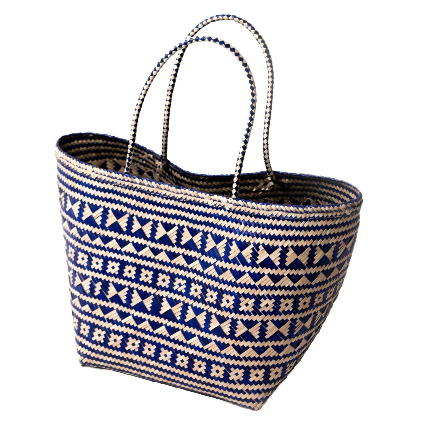 Blue Shopping Bag | Beach Bag | Tote Bag KIDUL made of Rattan
