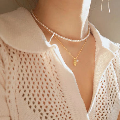 Elegant Pearl bead slim Necklace -AAAA quality freshwater pearls-adjustable