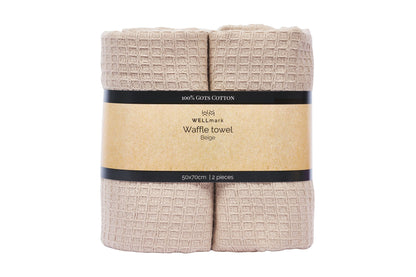 Waffle tea towel - beige 2 pieces