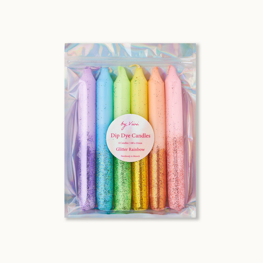 Dip Dye Candles Set: Glitter Rainbow Edition