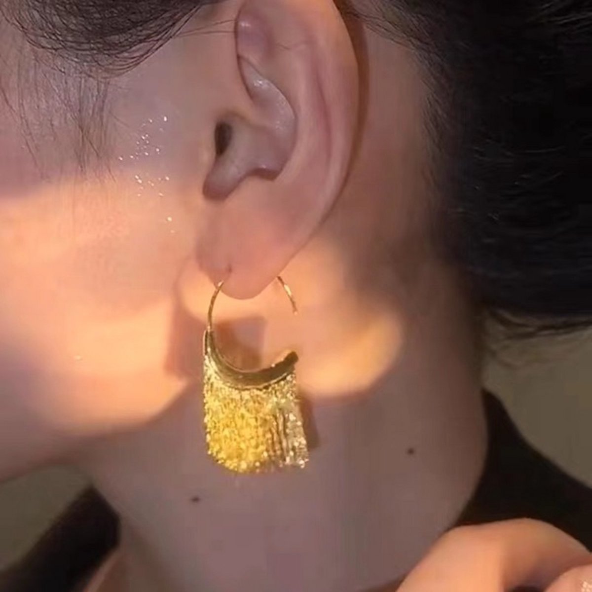 Unique design dynamic tassel drop earrings - gold &amp; silver