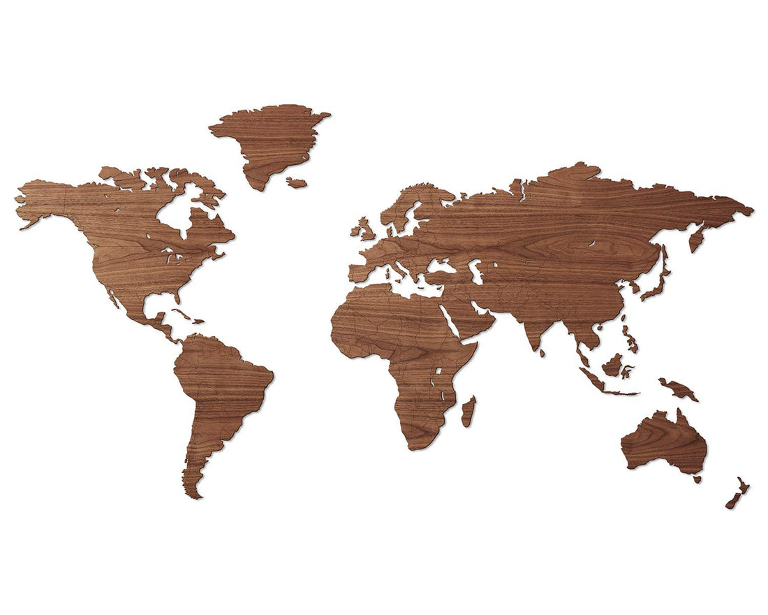 Wooden World Map - Walnut