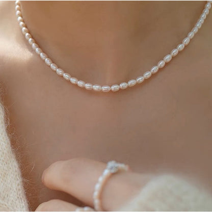 Elegant Pearl bead slim Necklace -AAAA quality freshwater pearls-adjustable