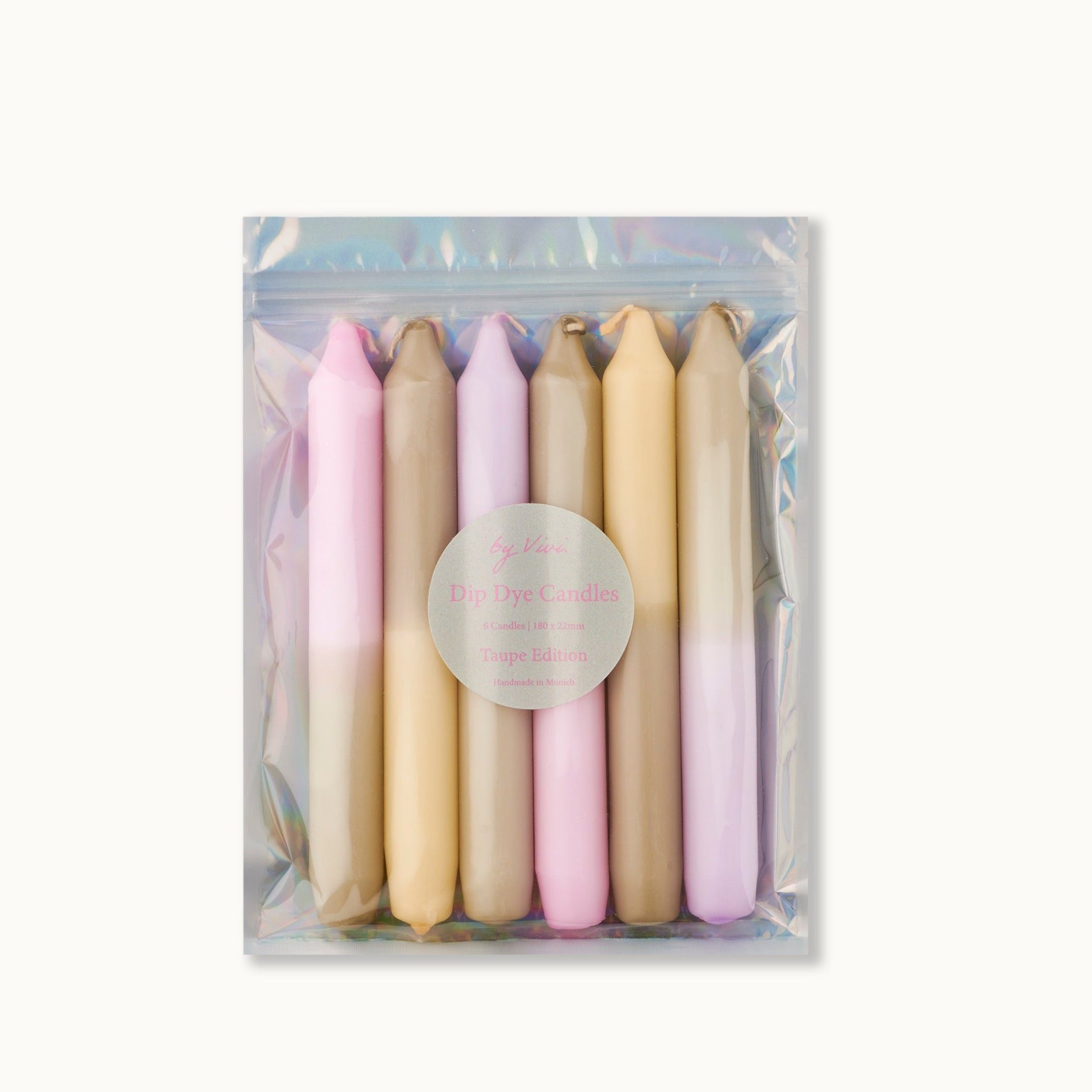 Dip dye candles in a set: Taupe Edition