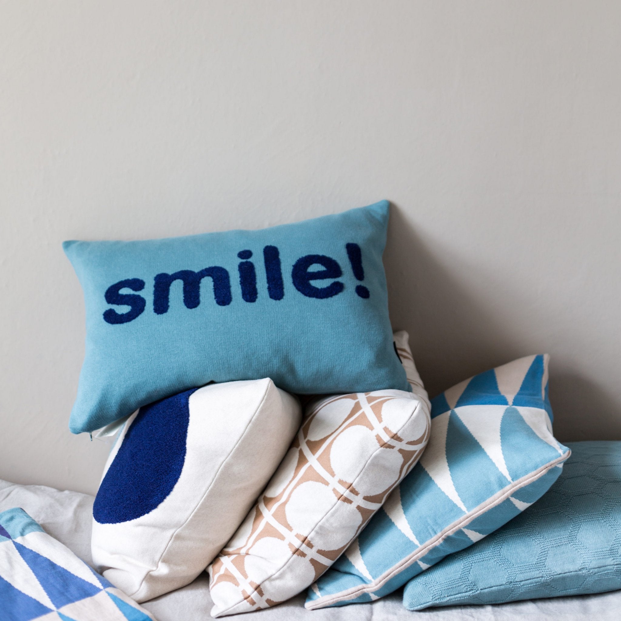 Smile Pillow Blue