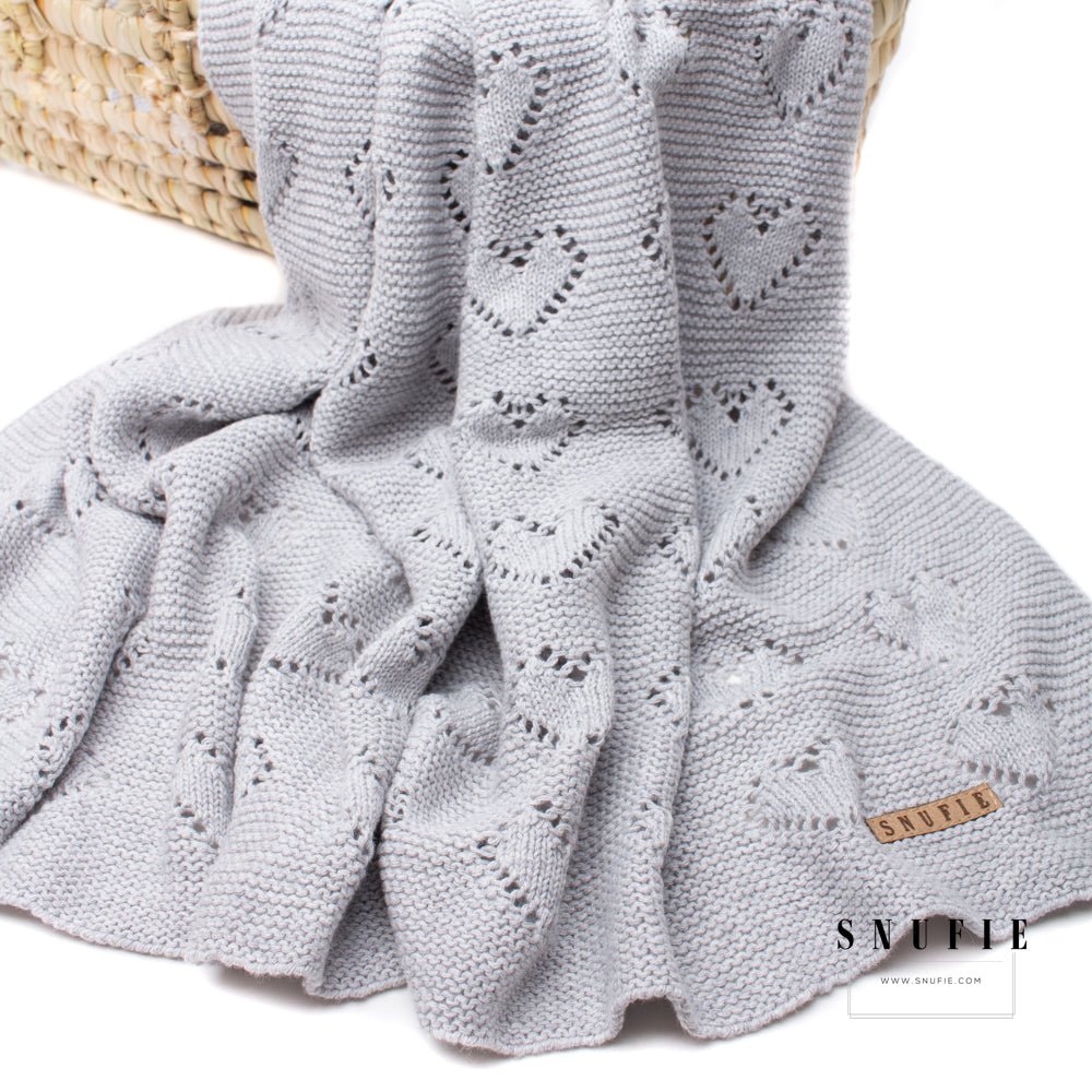 Baby Blanket | Knitted LOVE | Grey