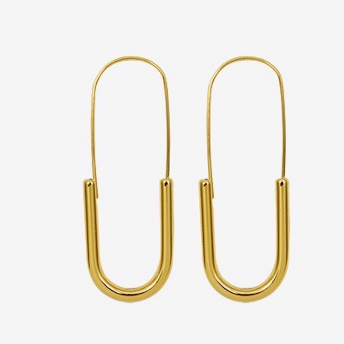 Minimal design paper clip slim line hoop earrings - gold n silver