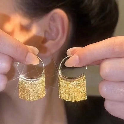Unique design dynamic tassel drop earrings - gold &amp; silver