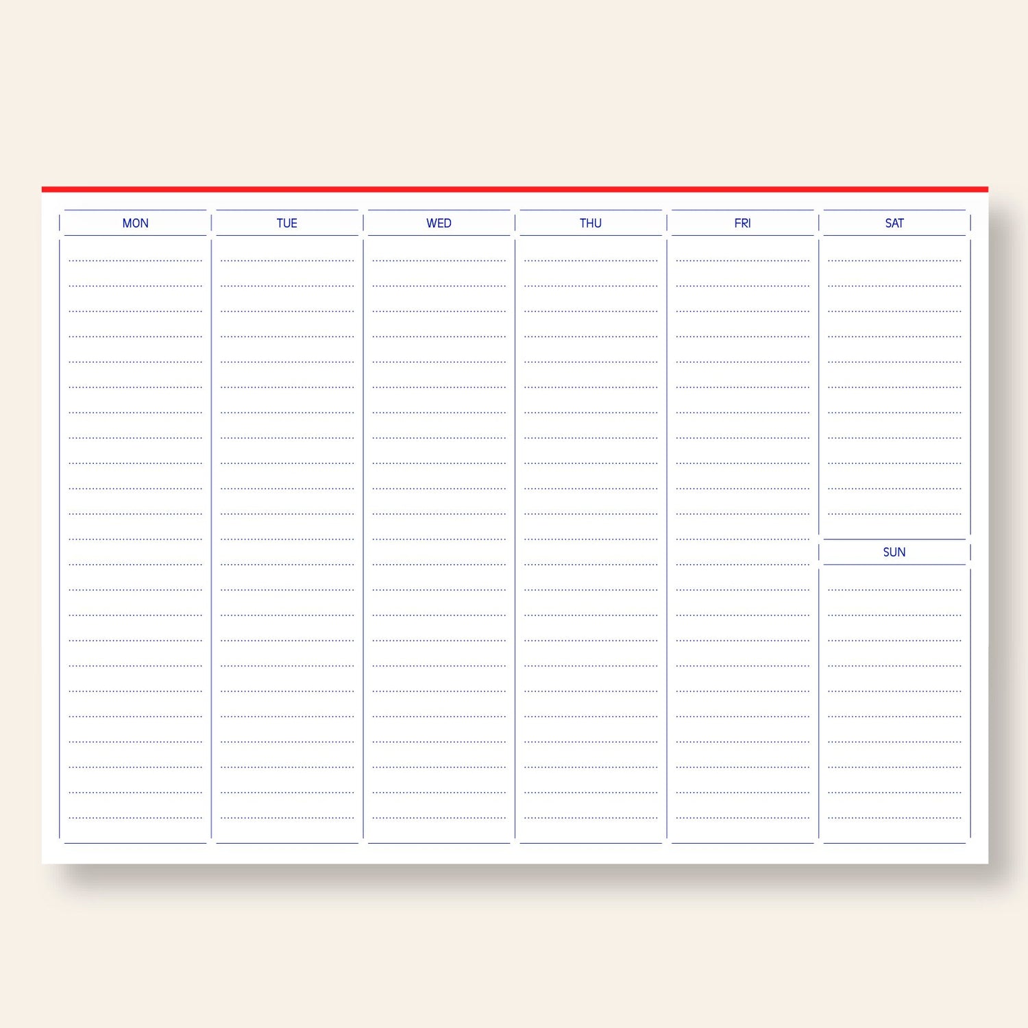 Classic weekly planner – tear-off pad