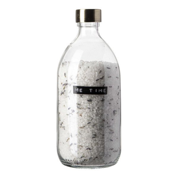 Bath salt lavender clear glass brass cap 500ml &