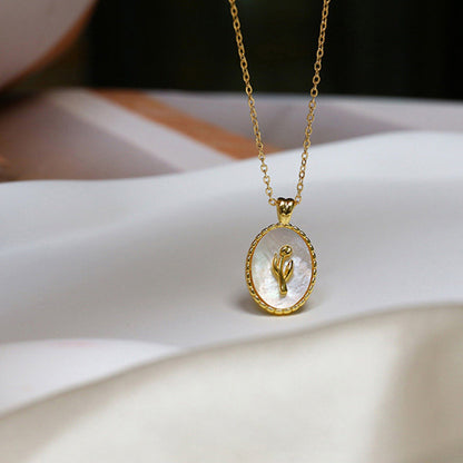 Timeless MOP tulip pendant necklace-gold vermeil n sterling silver